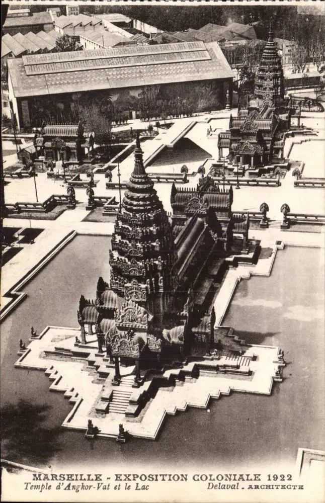 Marseille - Kolonialausstellung 1922 — Tempel von Angkor Wat und See — Delavall, Architekt - Vorderseite