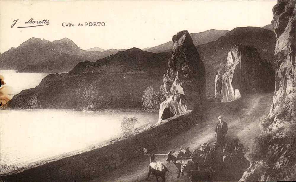 Golfe de PORTO — Ansicht des Golfs mit Pfad und Felsen — J. Moretti - Vorderseite