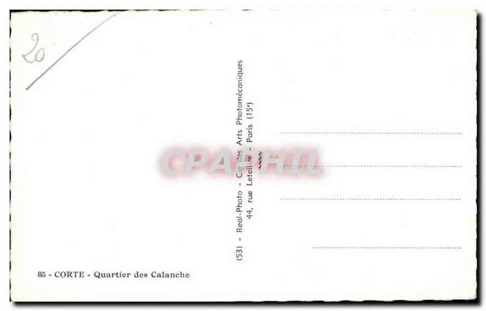 Corte - Bairro das Calanche — editor Real-Photo, Paris - Verso