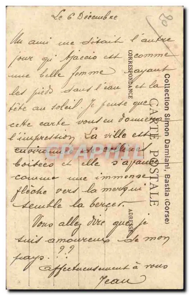 Ajaccio, vom Petit-Bous — Panoramablick — Sammlung Bragan (Druckerei Bastia) - Rückseite
