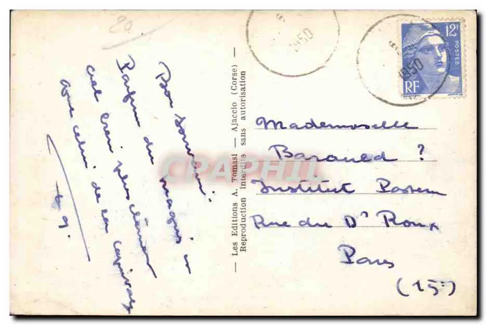 Ajaccio — O Golfo — Éditions A. Tomasi, n° 1047 - Verso