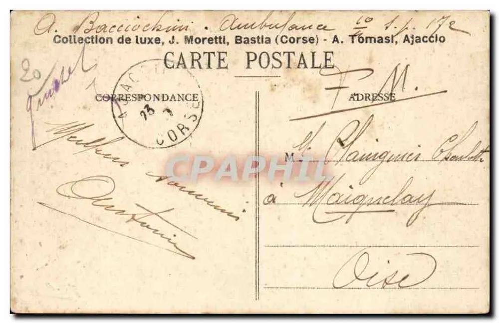 Ajaccio (Korsika) — Allgemeiner Blick — J. Moretti, Nr. 180 - Rückseite