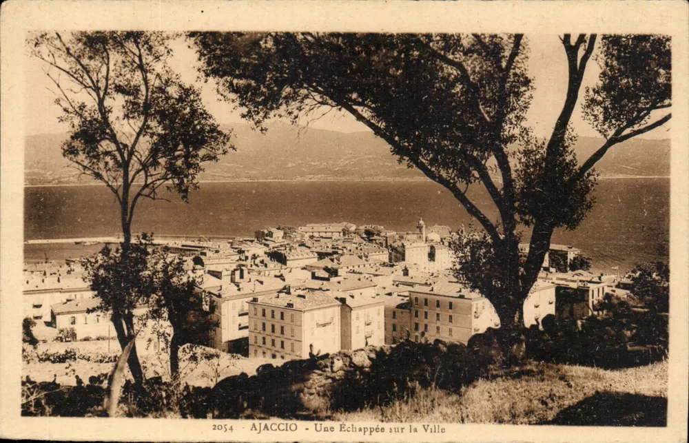 Ajaccio — Eine Aussicht auf die Stadt — Cartes 'La Cigogne', Place des Palmiers - Vorderseite