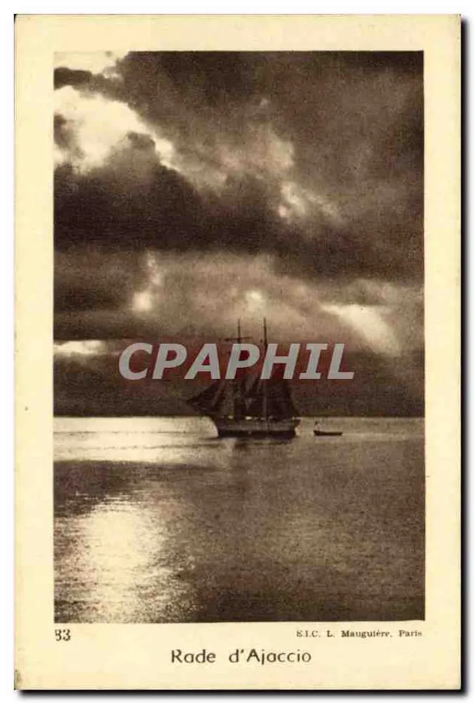 Hafen von Ajaccio — maritime Ansicht mit Segelboot — E.I.C. L. Mauguière, Paris, Nr. 53 - Vorderseite