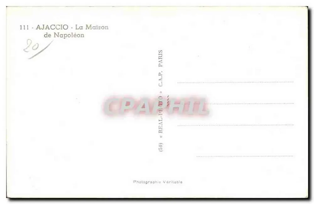 Ajaccio — Das Haus Napoleons — Réal-Photo, Paris, Nr. 111 - Rückseite