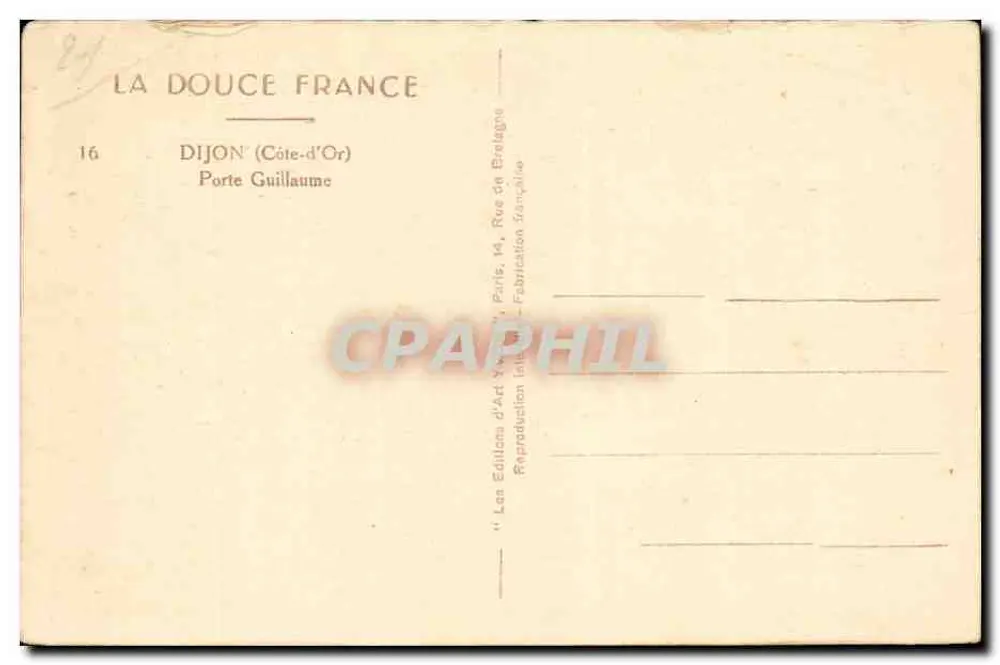 Tor zur Guillaume — Dijon (Côte-d'Or) — Éditions d'Art Yvon, Paris - Rückseite