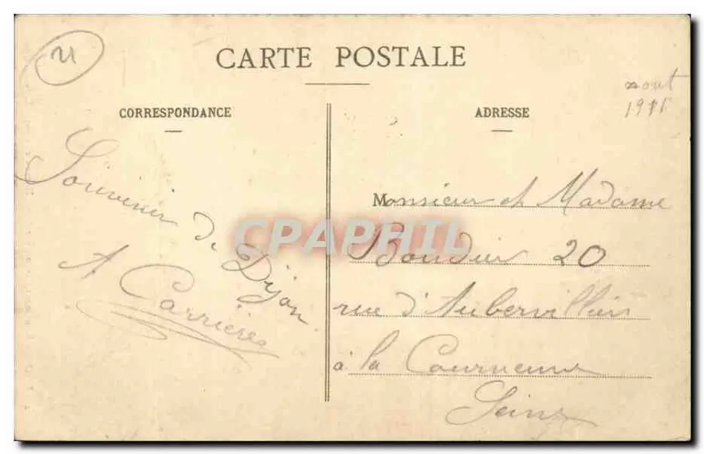 Dijon - Monument Carnot — por Math, Moreau et Gasq — L. V., editor - Verso