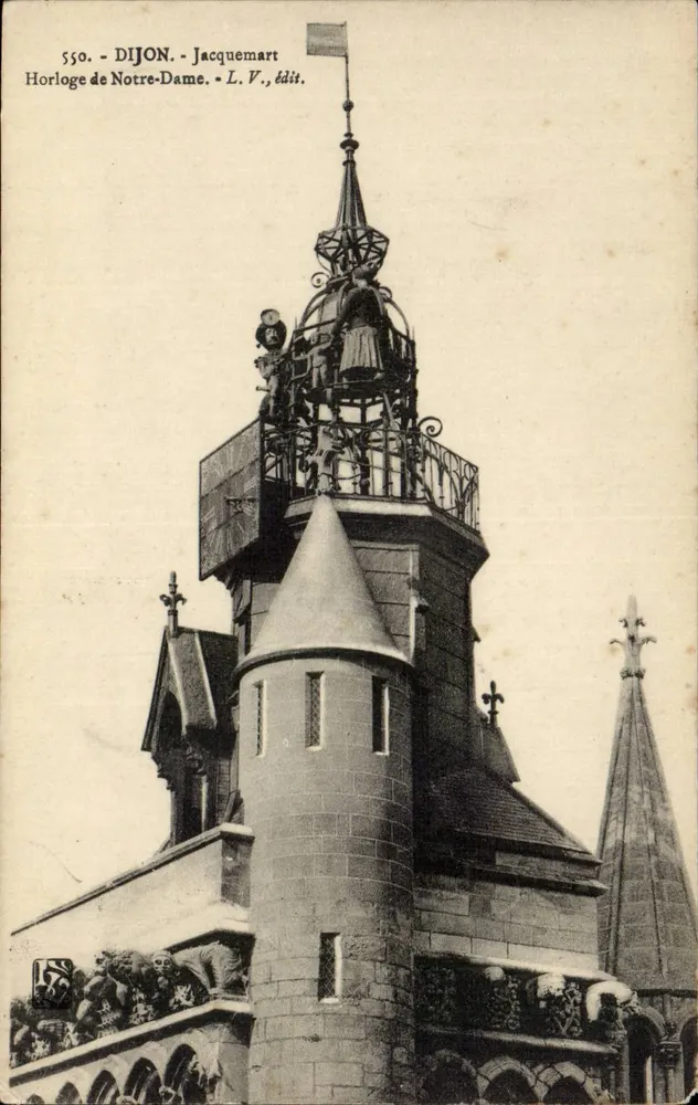 Dijon - Zegar Najświętszej Maryi Panny — Jacquemart, L. V., wyd. - Awers