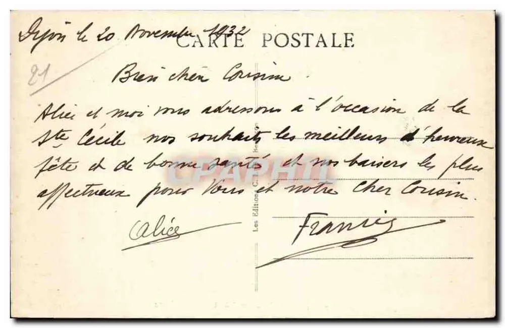 Dijon — A Universidade e Biblioteca — Edições C. Héron, n° 3568 - Verso