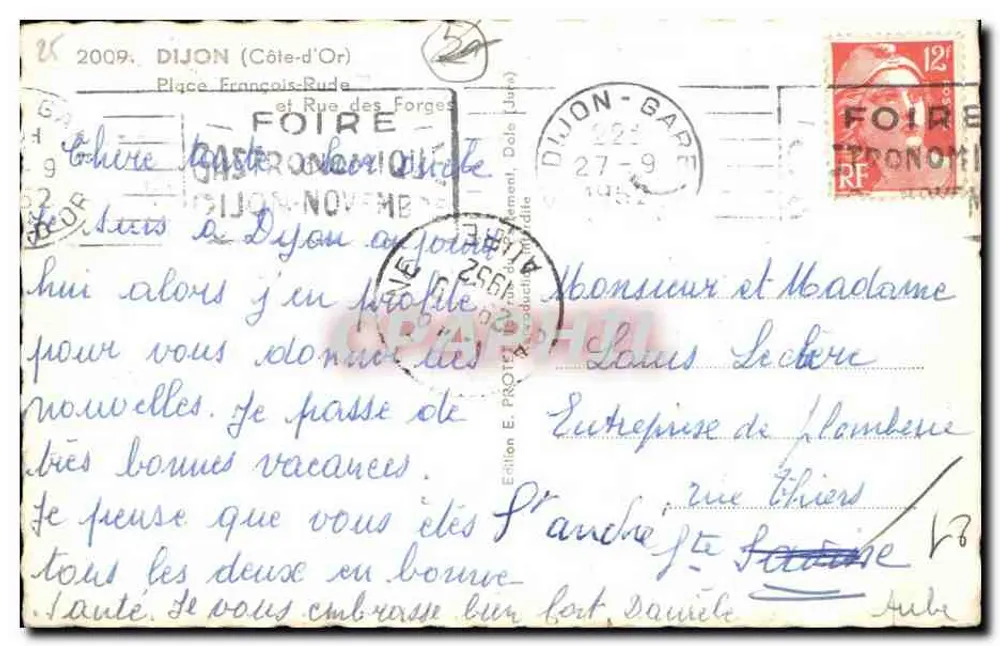 Place François-Rude, Dijon — Fontaine du Puits de la Fontaine — Edition Éditions de la Poste - Rückseite
