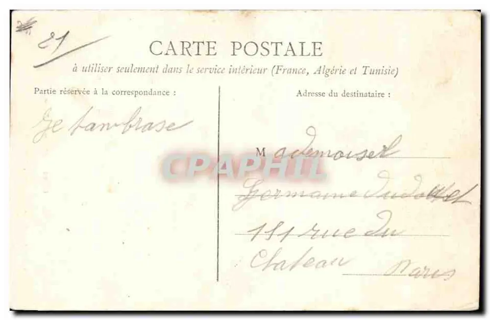 Dijon — Estátua de F. Rude — Aubert, editora, 10 rue de la Liberté, Dijon - Verso