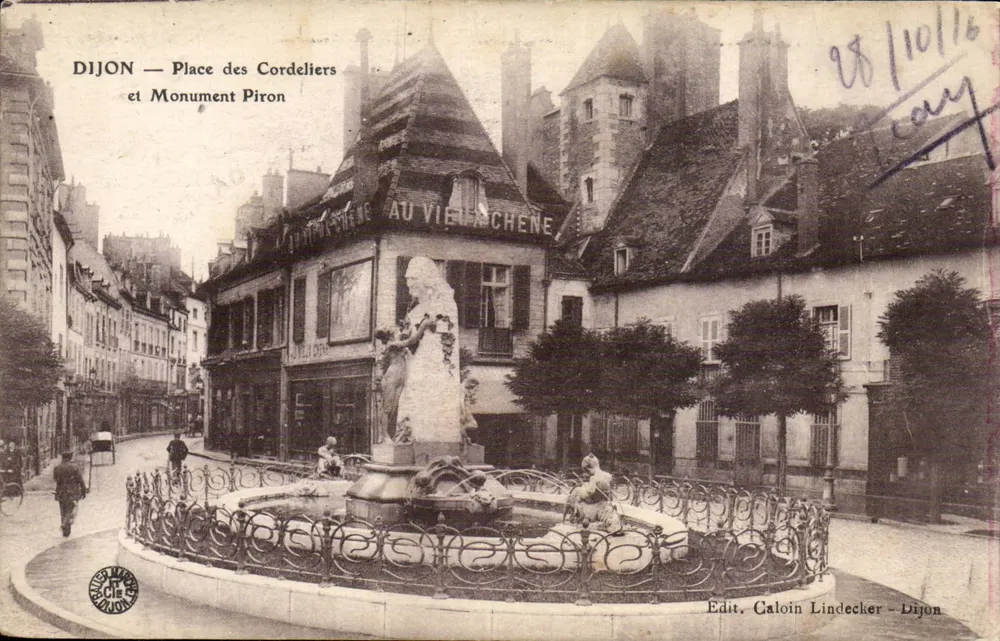 Dijon — Place des Cordeliers und Monument Piron — Edit. Caloin Lindecker - Dijon - Vorderseite