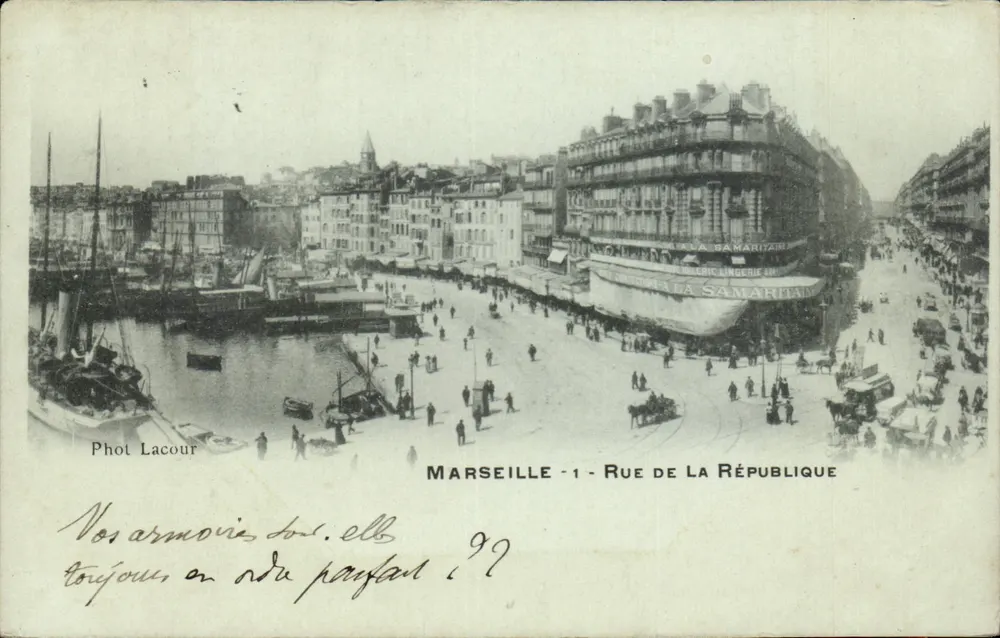 Marselha - Rua da República — vista do porto e do cais — Phot Lacour - Frente