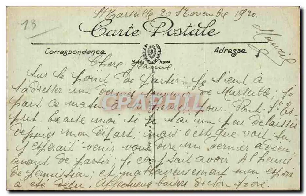 Nossa Senhora da Guarda — Lembrete de Marselha — LL - Verso