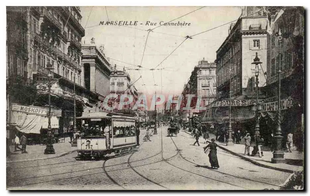 Marsylija — Rue Cannebière — tramwaj nr 752 — wydawca nieznany - Awers