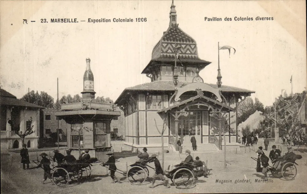 Marseille — Exposição Colonial 1906 — Pavilhão das Colônias Diversas — Magasin Général, Marseille - Frente