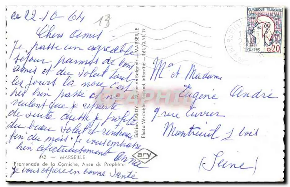 Passeio da Corniche — Anse do Profeta — Edição Ary - Verso
