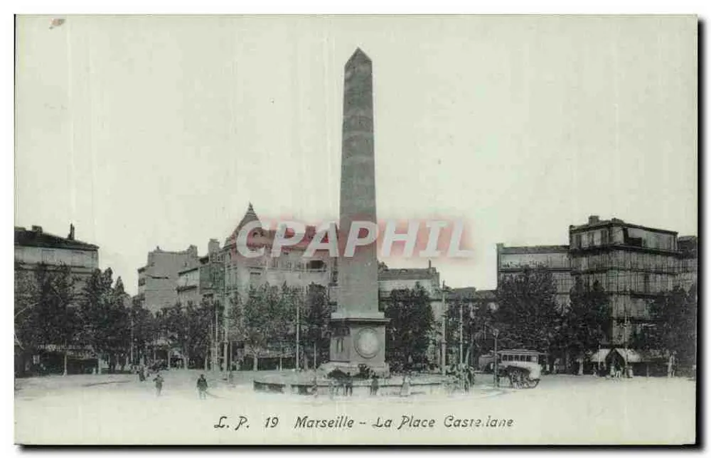 Marseille - A Praça Castellane — Obelisco central — L.P. 19 - Frente
