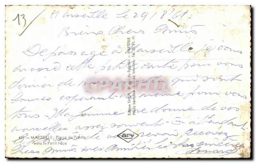 मार्सिले — प्राडो के तट — एडिशन टार्डी, क्रमांक 441 - पीछे
