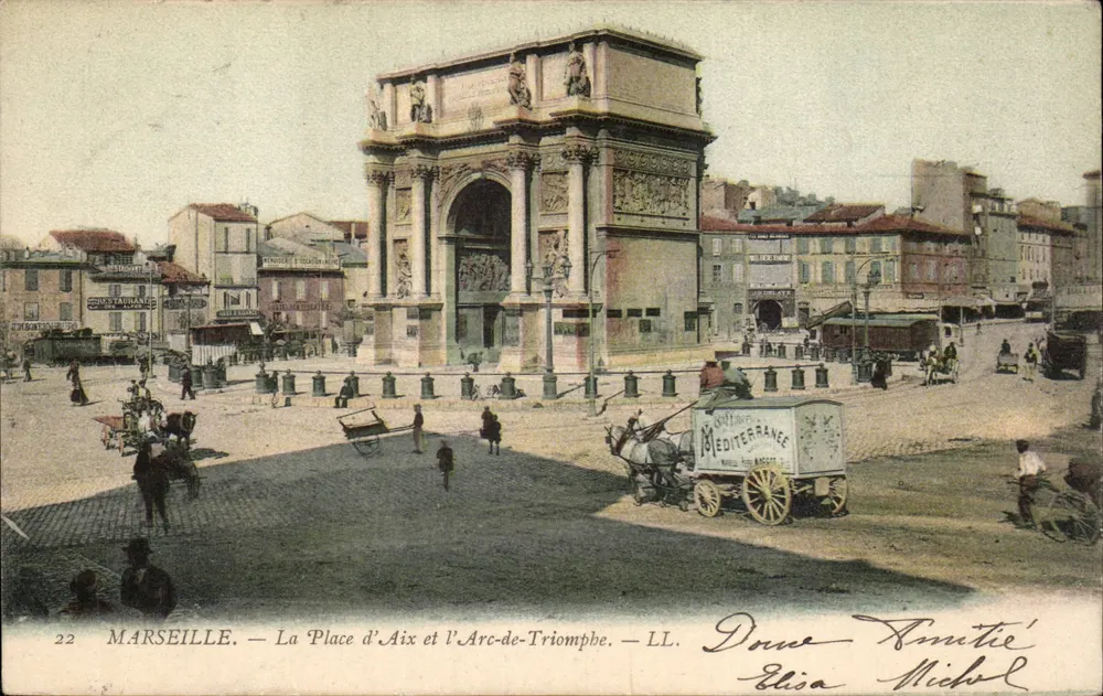 Marselha — A Praça de Aix e o Arco do Triunfo — LL. - Frente