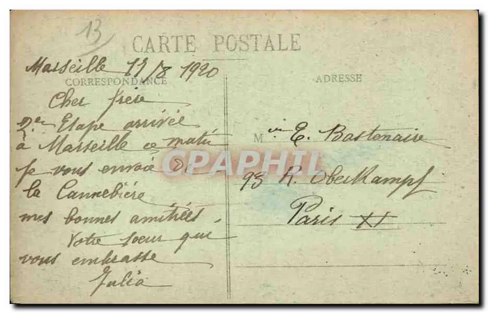 Marseille - Cannébière - Ansicht des Vieux Port — Verlag E. L., Nr. 145 - Rückseite