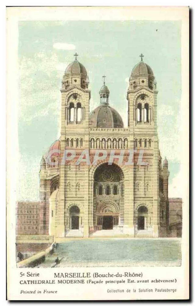 Marselha — Catedral moderna (fachada principal antes do término) — Coleção da Solution Pautauberge, 5ª Série - Frente