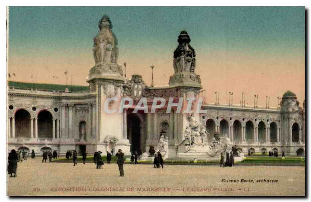 Exposição colonial de Marselha — O Grande Palácio — Étienne Bentz, arquiteto - Frente
