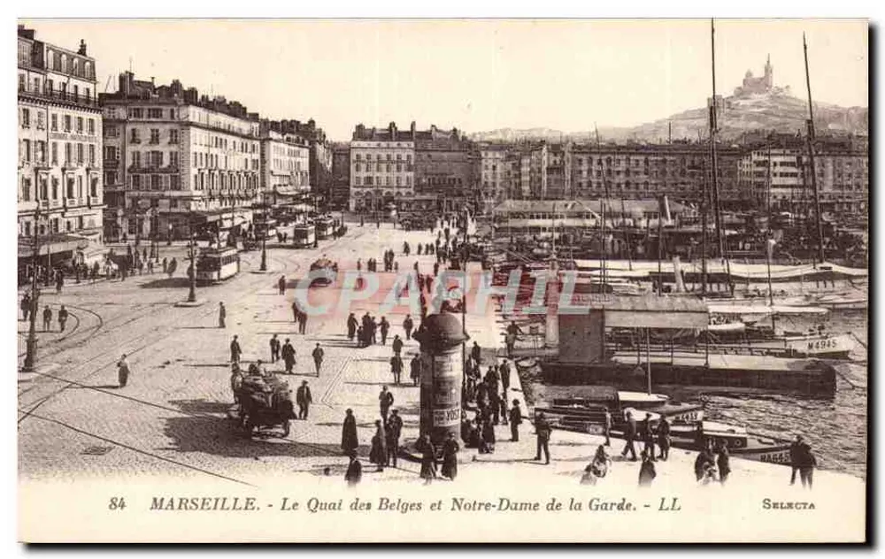 Marseille. - Der Kai der Belgier und Notre-Dame de la Garde. - LL SELECTA - Vorderseite