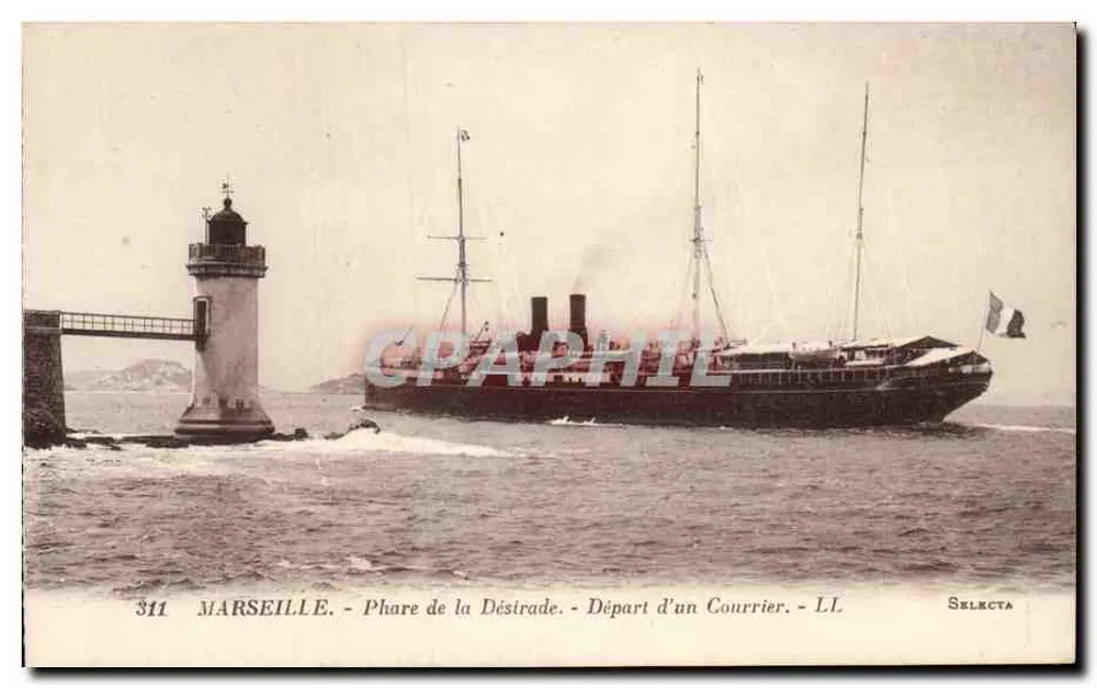 Marseille - Leuchtturm Désirade - Abfahrt eines Postwagens - LL - Sélecta 311 - Vorderseite