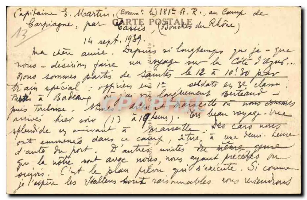 Marsiglia — La Canebière — 55. — Editore : Monnier - Verso