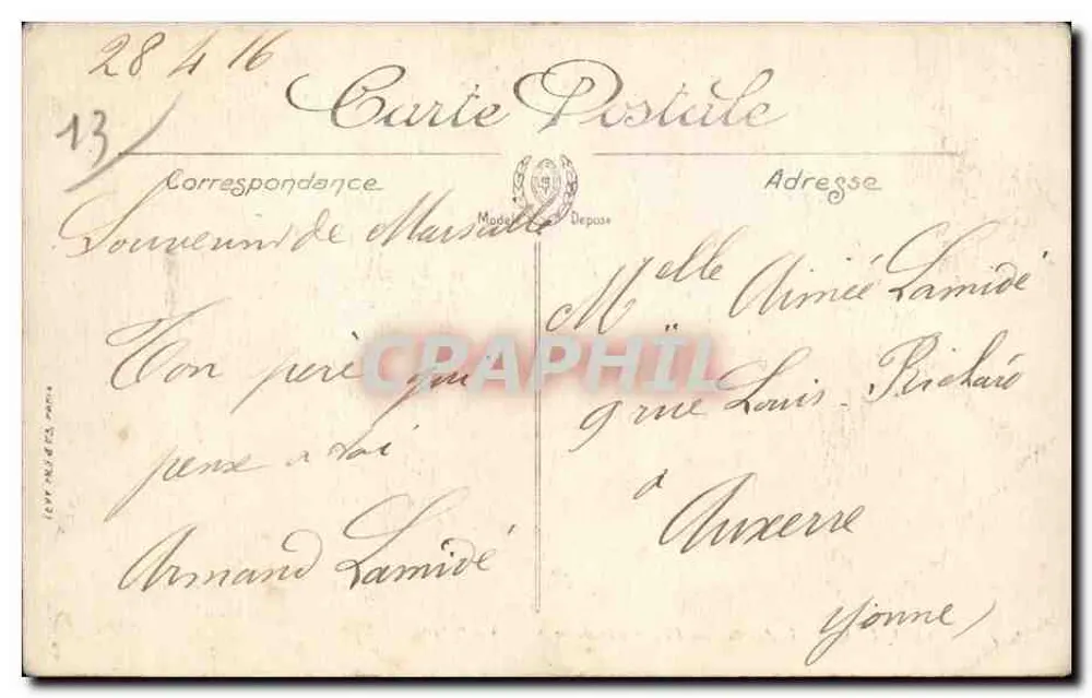 Marseille — Die Avenue du Prado aus der Place Castellane gesehen — Selecta, Nr. 317 - Rückseite