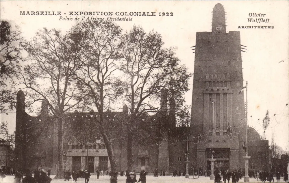 Marseille - Kolonialausstellung 1922 - Palast von Westafrika — Architekten Olivier Wulffleff - Vorderseite