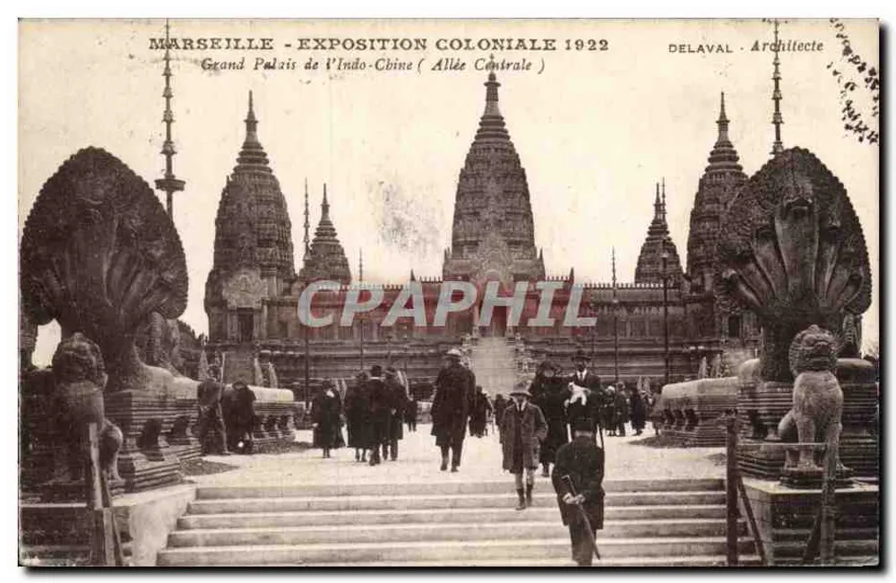 Marseille - Kolonialausstellung 1922 — Großer Palast von Indochina (Zentralallee) — Delaval, Architekt - Vorderseite
