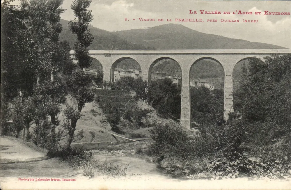 Viaduc de la Pradelle, nahe Quillan (Aude) — La Vallée de l'Aude et Environs, n°9 — Phototypie Labouche frères, Toulouse - Vorderseite
