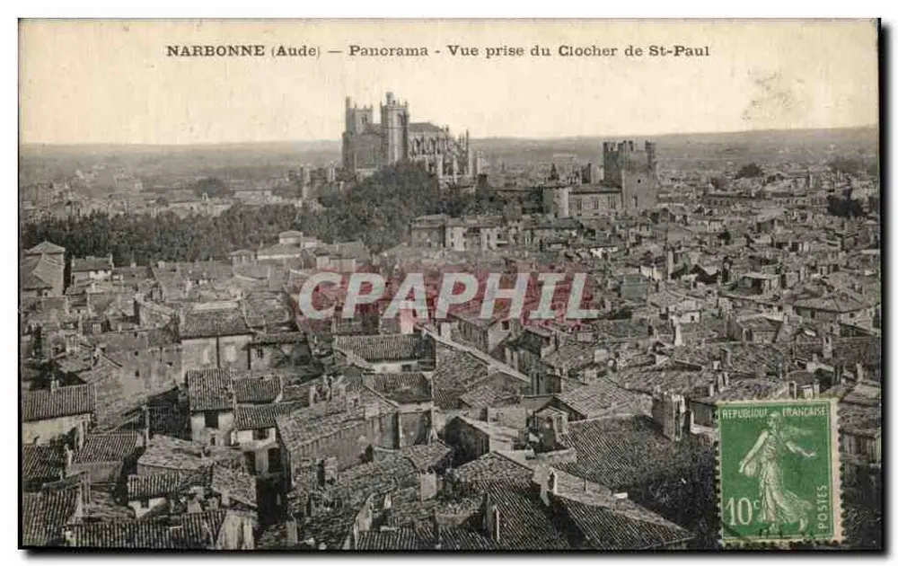 NARBONNE (Aude) — Panorama - Ansicht vom Turm der St-Paul - Vorderseite