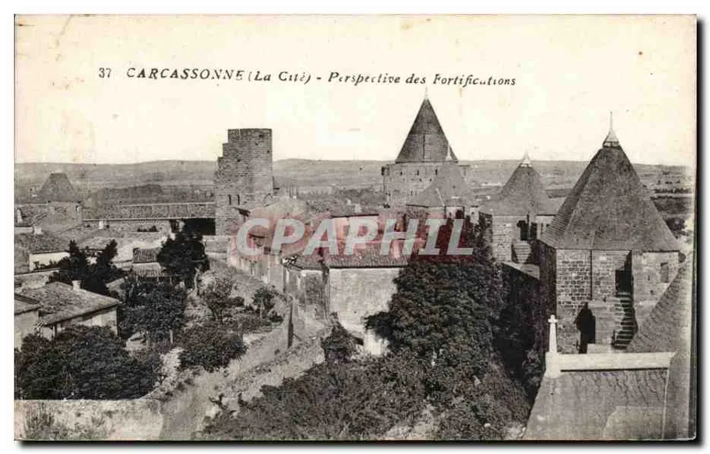 Carcassonne (A Cidade) — Perspectiva das Fortificações — editor A Cidade, n° 37 - Frente
