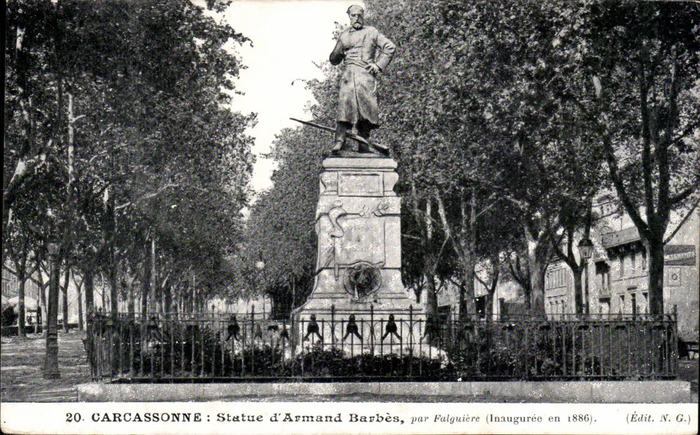Carcassonne : Estátua de Armand Barbès, por Falguière — Inaugurada em 1886 — Edição N.G. - Frente