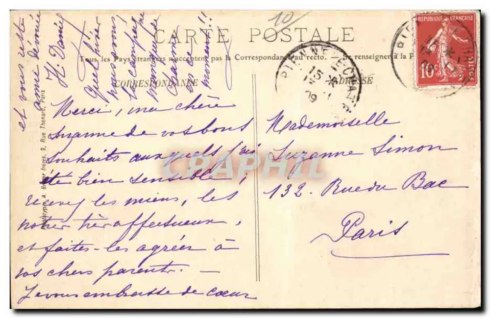 As margens do rio Sena em Culoison — Arredores de Troyes — Ch. Gris, editor, Troyes — Reprodução proibida - Verso