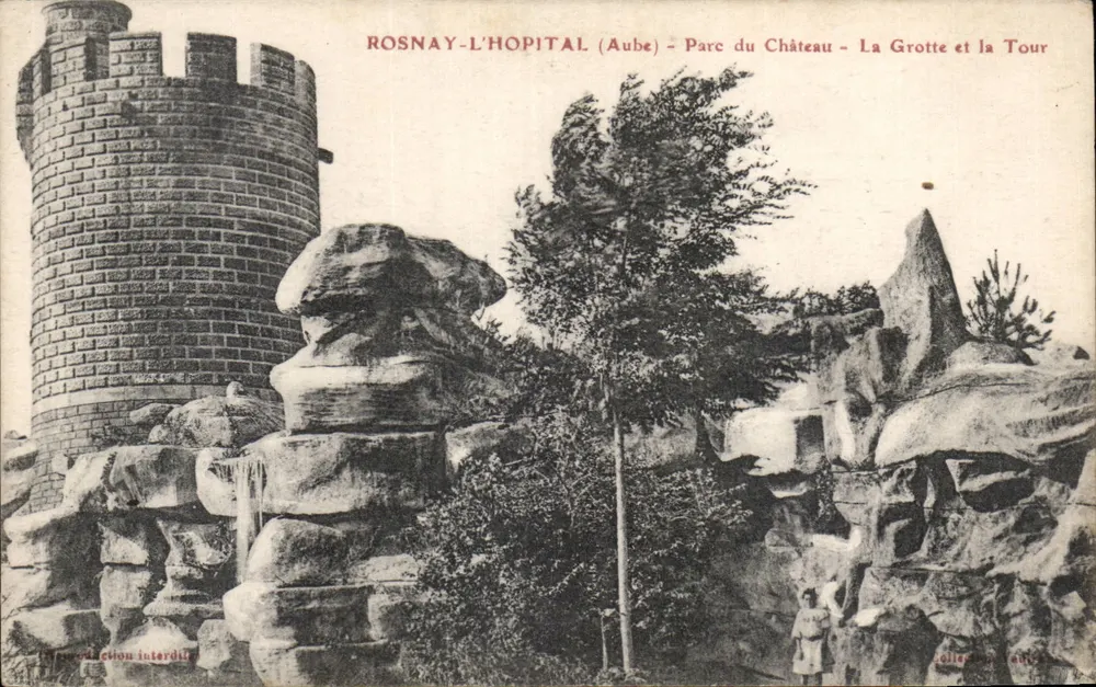 Rosnay-l'Hôpital (Aube) - Park des Schlosses - Die Höhle und die Turm - Vorderseite