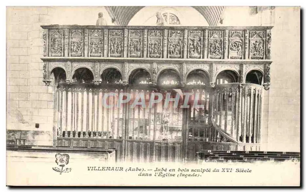 Villemaur (Aube) — 16. Jahrhundert, geschnitztes Holzjubé in der Kirche (Fassade) - Vorderseite
