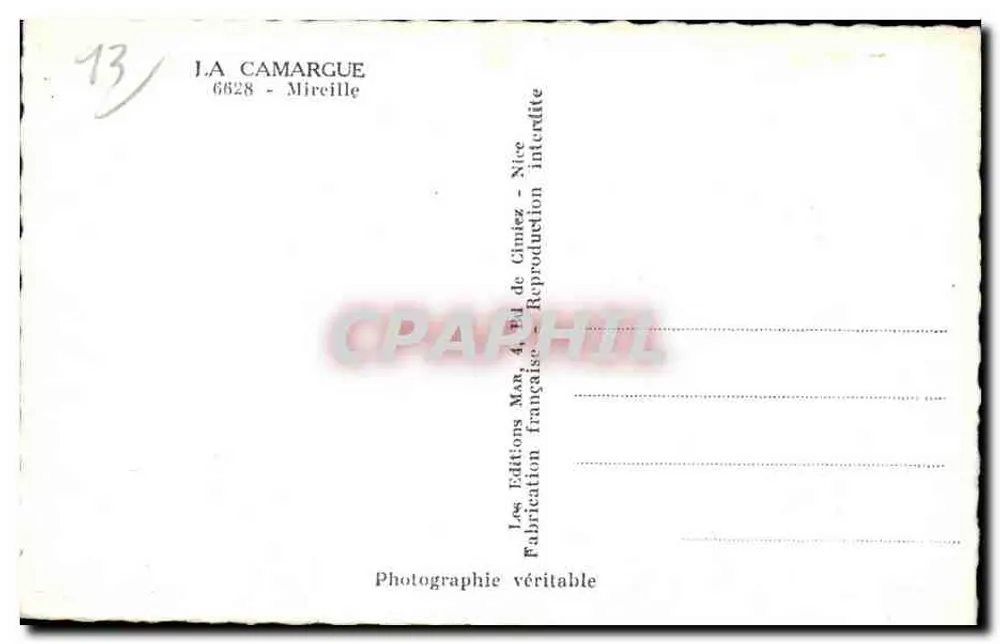 Junge Frau im festlichen Kleid — Ohrschmuckhut — J.A. CAMARGUE, Nice - Rückseite
