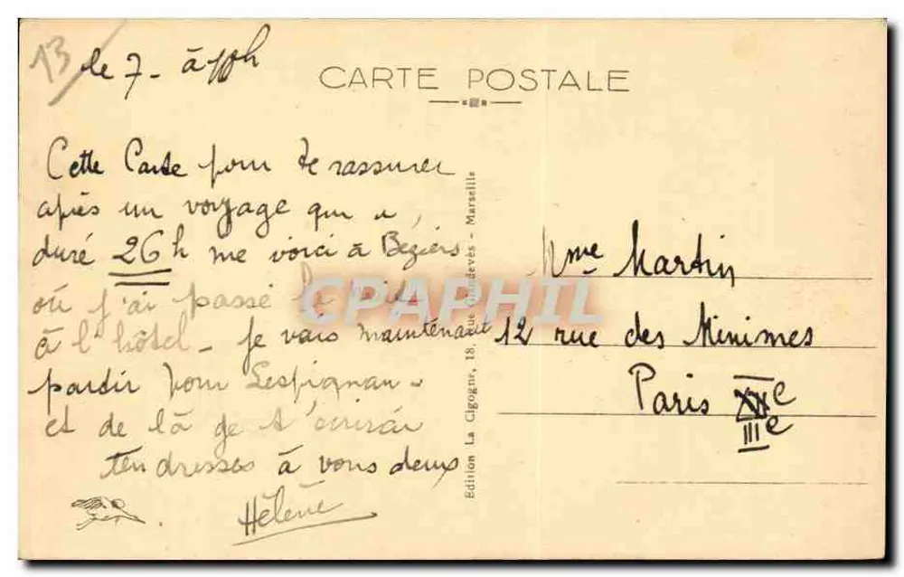 Tarascon — Igreja de Santa Marta (século XIV) — Edição La Cigogne, n° 4481 - Verso