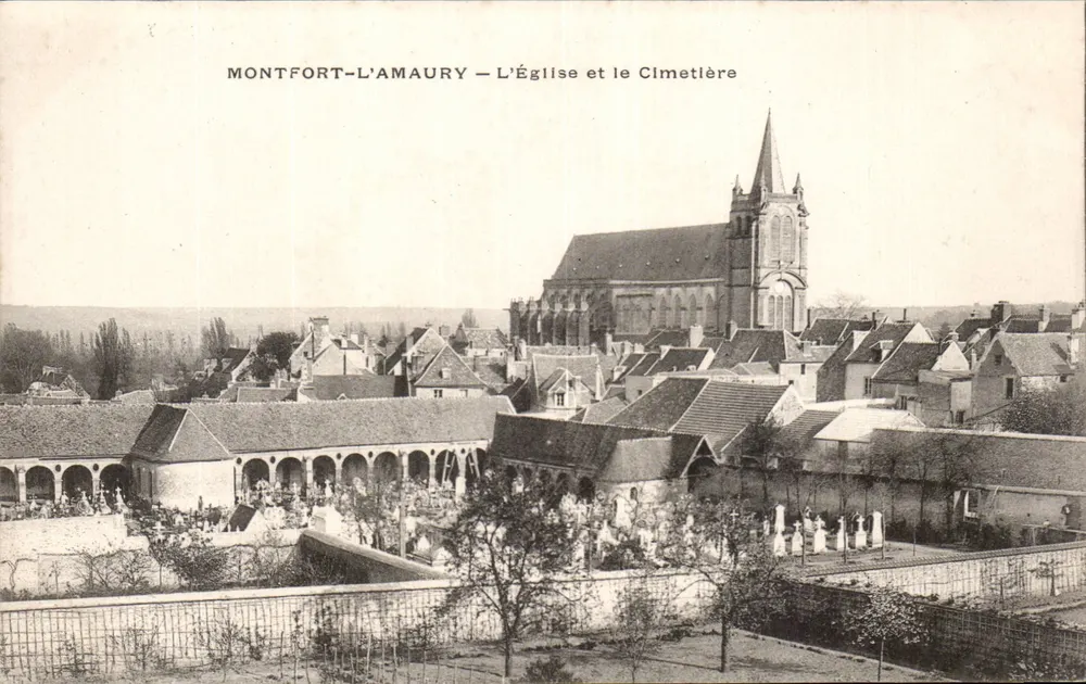 Montfort-l'Amaury — Die Kirche und der Friedhof — Verlag unbekannt - Vorderseite
