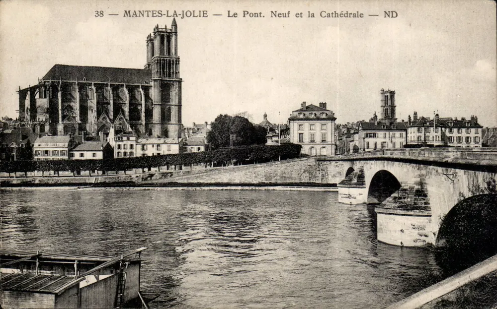 Mantes-la-Jolie — Der Neue Brücke und die Kathedrale — ND - Vorderseite
