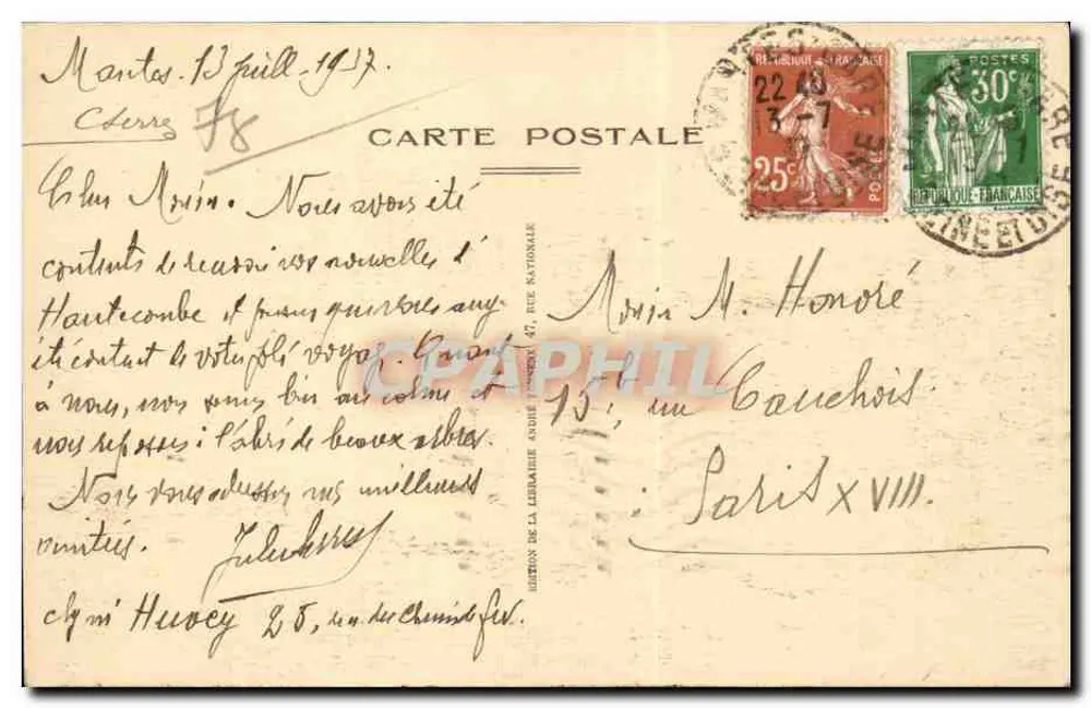 Mantes-la-Jolie — Panorama vom Île Limay — Ausgabe der Librairie Ardoise - Rückseite