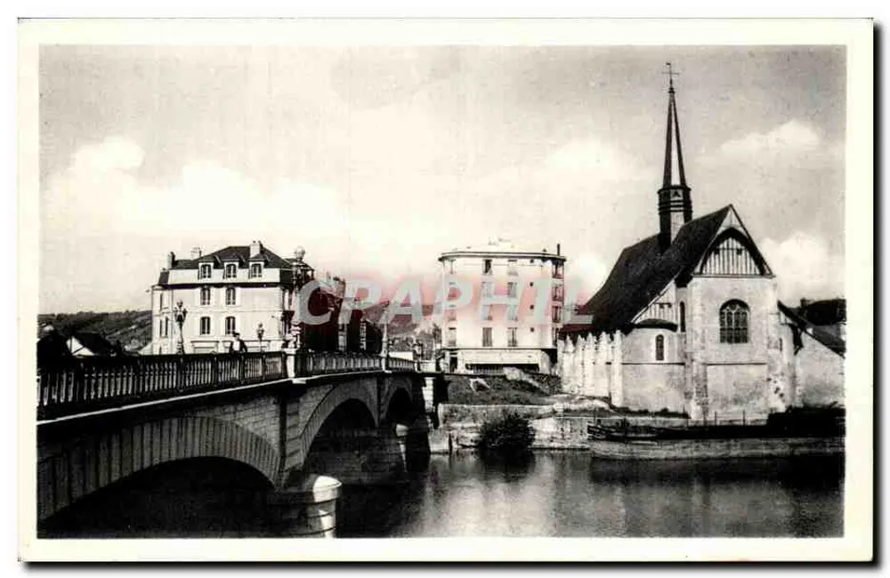 Sens — Die Brücke und die Kirche St-Maurice — Les Arts Photomécaniques, Paris - Vorderseite