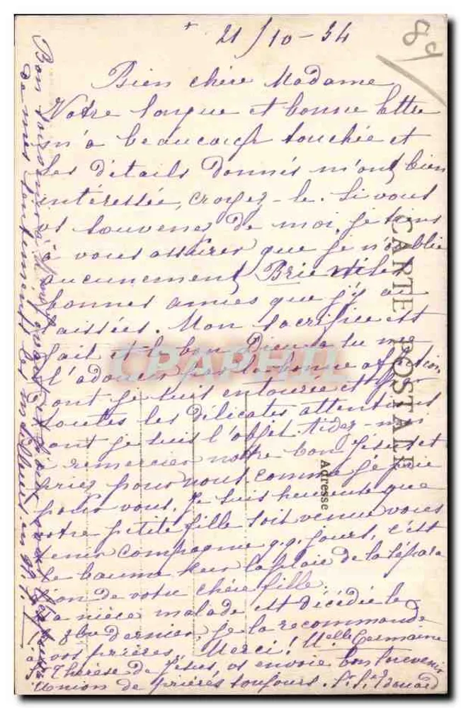Sis-Colombe — Nossa Senhora da Saletie — estátua cercada de pinheiros - Verso