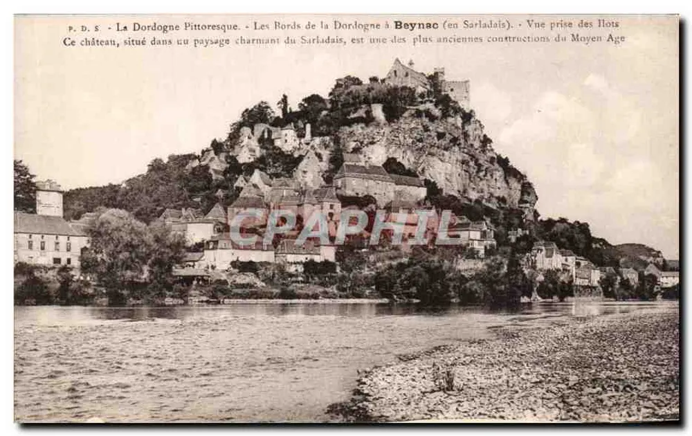 Beynac (en Sarladais) — Les Bords de la Dordogne — Vue prise des Hots — Château du Moyen Âge - Frente