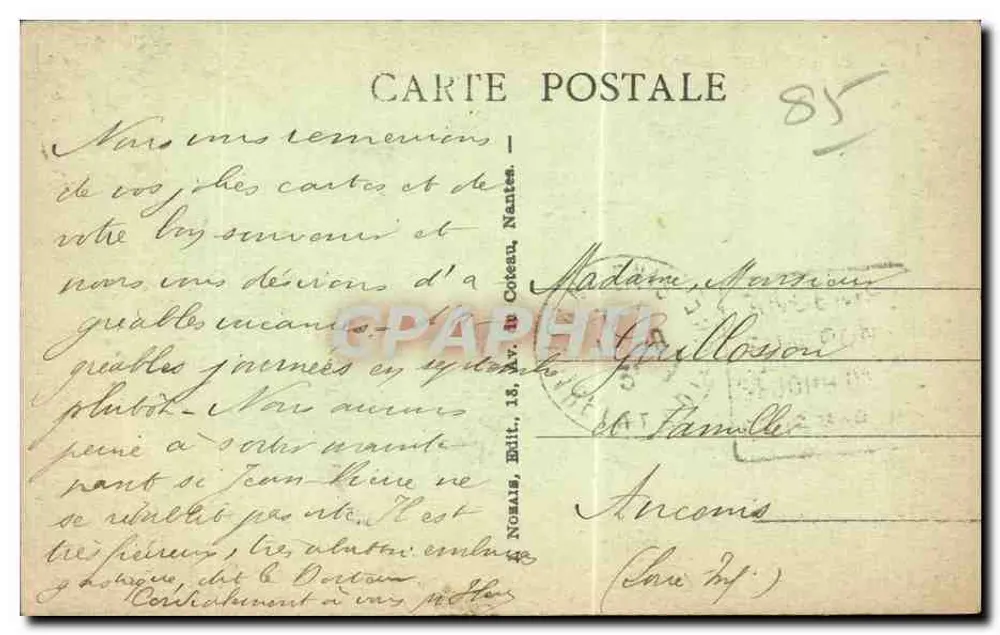 Les Sables d'Olonne — In Position für den Quadrille — Nr. 287, Verlag N. Coteau, Nantes - Rückseite