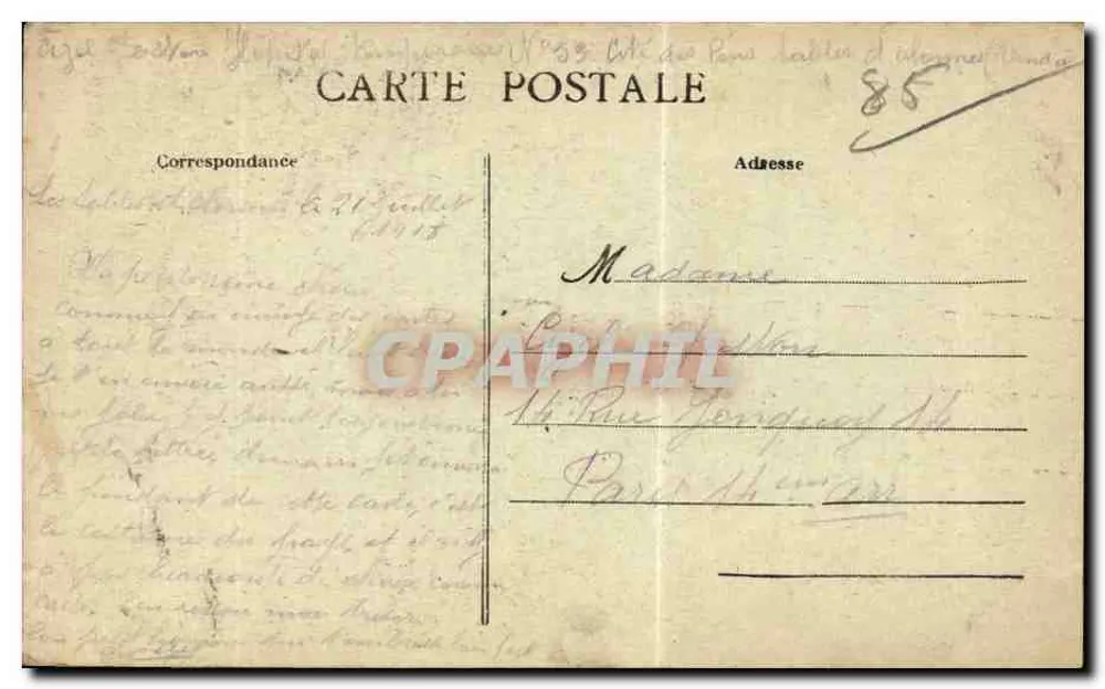 Mulher em traje de pescadora — Vent debout — Lucien Amaud, Les Sables d'Olonne, n°4070 - Verso